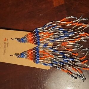 Hand beaded dangle earrings